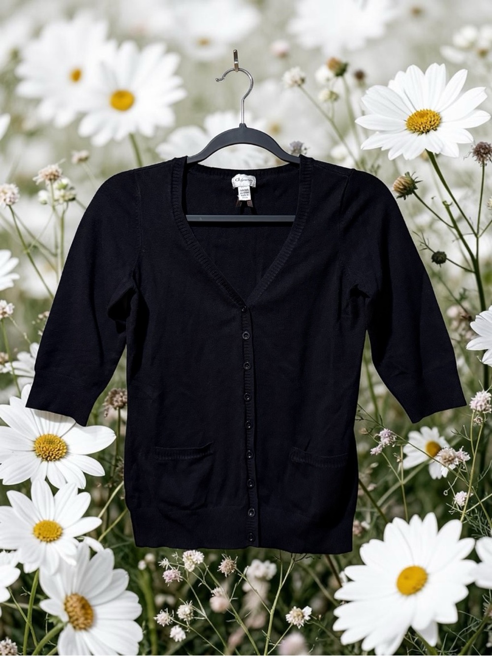 Dynamite Black Lightweight Knit Button Front Cardigan